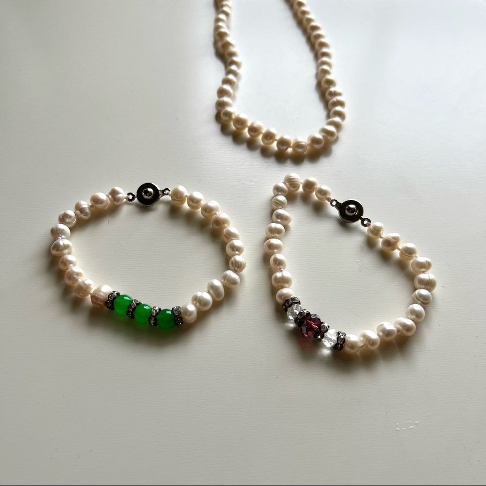 Pearl bracelets necklaces set